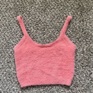 Fuzzy Bright Pink Cropped Tank- Size M